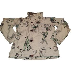 BONFIRE Size XS Woman's Snowboard Blur Ski Jacket White Green Logo NO HOOD